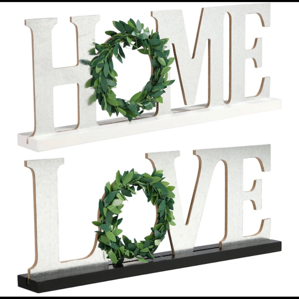 Home Decor “Home + Love” Wreaths - Table / Home Decor